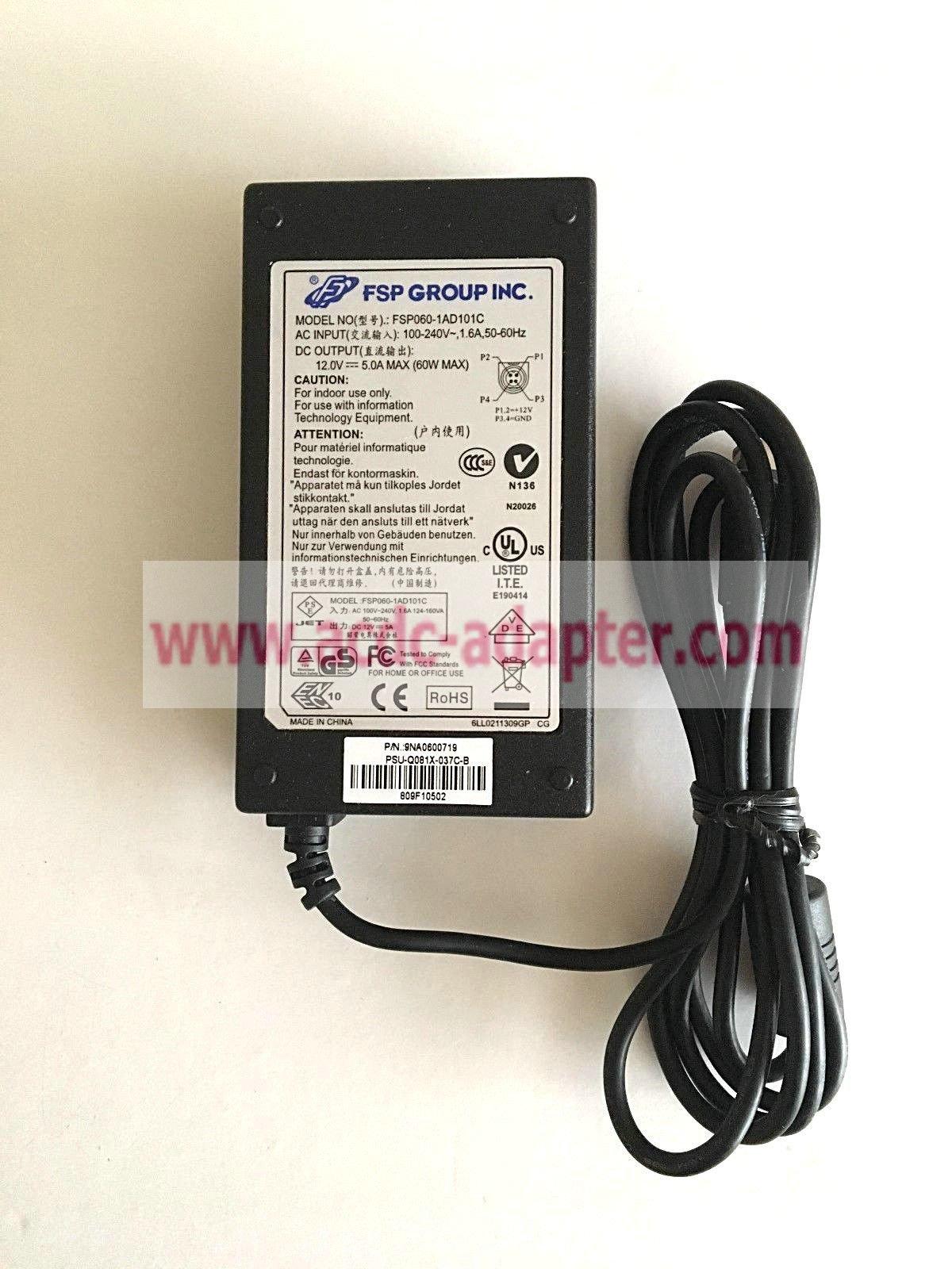 Genuine FSP Group FSP060-1AD101C 12V 5A AC Power Adapter Charger 4 pin
